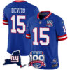 Men’s New York Giants 100th Season & State Patch Vapor Limited Jersey – All Stitched Royal Tommy DeVito Jersey