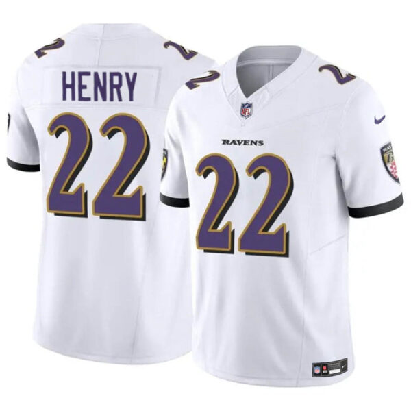 Baltimore Ravens #22 Derrick Henry White 2023 FUSE Stitched Game Jersey