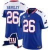 Men’s Giants New York State Map Patch Limited Jersey V2 – All Stitched – Royal Alternate – Saquon Barkley