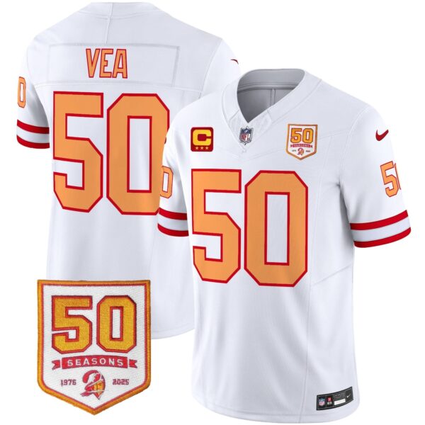 Tampa Bay Buccaneers ’76 Vapor Limited Jersey – All Stitched – White Limited – Vita Vea Jersey