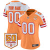 Tampa Bay Buccaneers Throwback 50th Season Patch Vapor Limited Custom Jersey – All Stitched Women Creamsicle Aternate Jersey