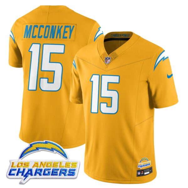Los Angeles Chargers Alternate 2025 Jersey – All Stitched – Yellow – Ladd McConkey – 15 Jersey