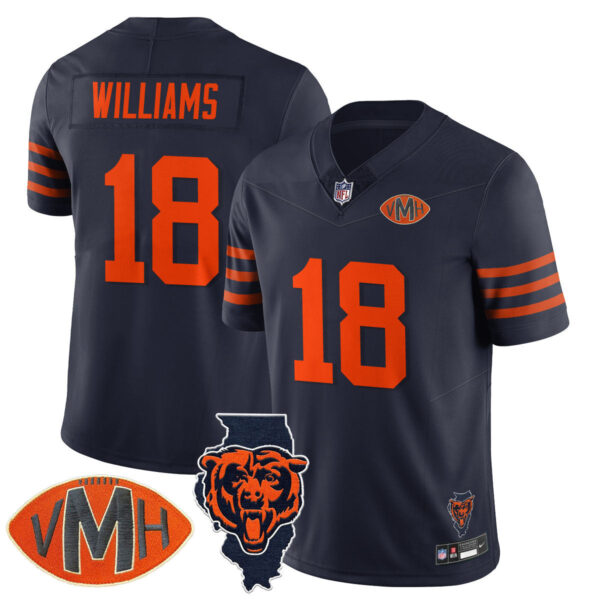Chicago Bears Honor Virginia Halas McCaskey Jersey – All Stitched – Throwback – Caleb Williams – 18 Jersey