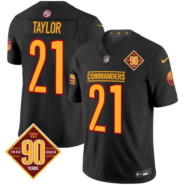 Men’s Washington Commanders 90th Anniversary Patch Vapor Limited Jersey – All Stitched – Black – Sean Taylor