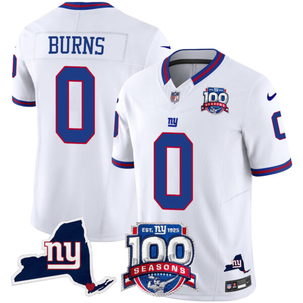 Men’s New York Giants 100th Season & State Patch Vapor Limited Jersey – All Stitched White Brian Burns Jersey