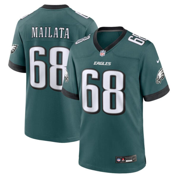 Philadelphia Eagles #68 Jordan Mailata Team Game Jersey Midnight Green
