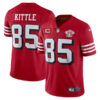 Men’s San Francisco 49ers #85 George Kittle 2021 Red With C Patch 75th Anniversary Vapor Untouchable Limited Stitched Jersey