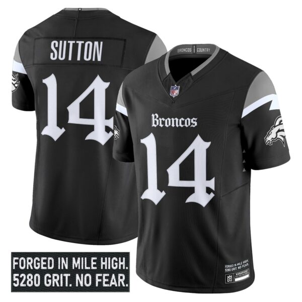Denver Broncos ‘Gothic Mile High Shadows Edition’ Vapor Limited Jersey – All Stitched – Black – Courtland Sutton Jersey