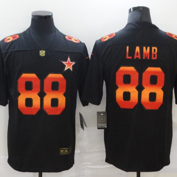 Men’s Dallas Cowboys #88 CeeDee Lamb Black Red Orange Stripe Vapor Limited Nike NFL Jersey
