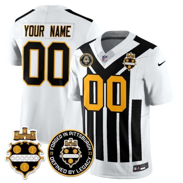 Pittsburgh Steelers Alternate 1933 Throwback Limited Custom Jersey – All Stitched – White Jersey