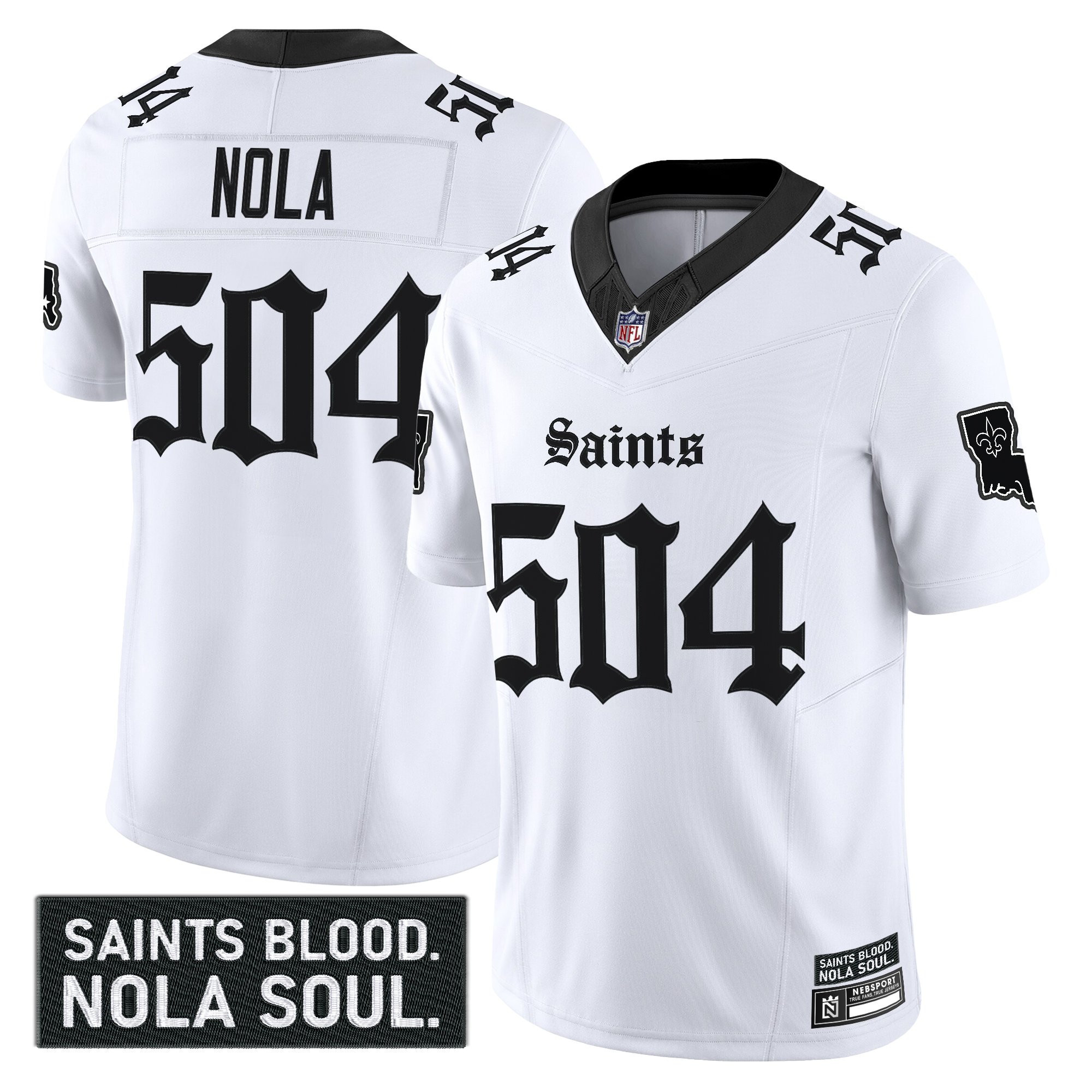 Men’s New Orleans Saints ‘Gothic Vieux Carr Edition’ Vapor Jersey – All Stitched White NOLA 504 Jersey