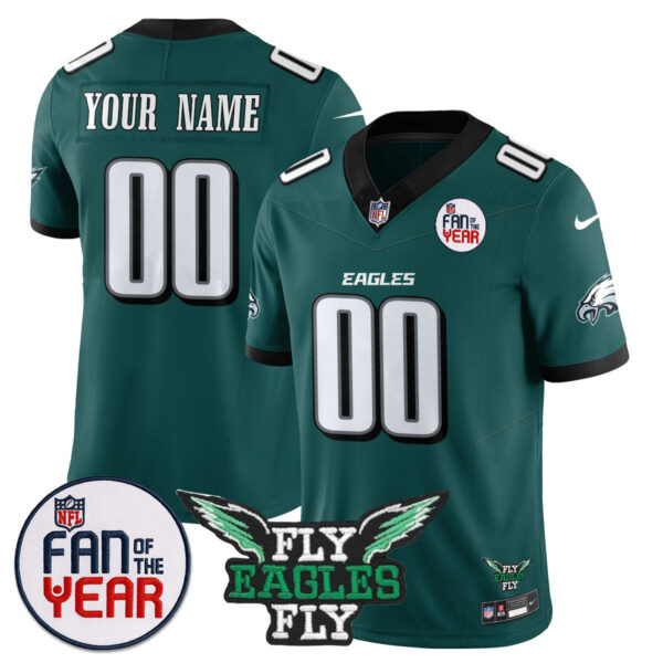 Custom Philadelphia Eagles Fan Of The Year Jersey – All Stitched – Green Jersey