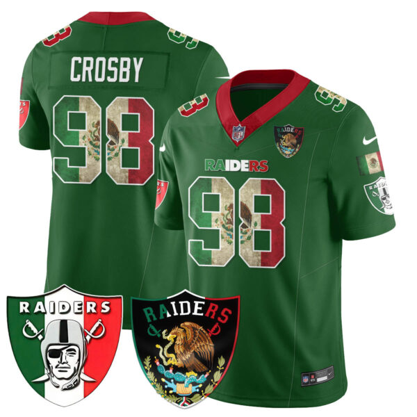 Las Vegas Raiders Mexico Vapor Limited Jersey – All Stitched – Green – Maxx Crosby Jersey
