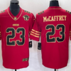 Men’s San Francisco 49ers #23 Christian McCaffrey Red 75th Patch Golden Edition Stitched Nike Limited Jersey