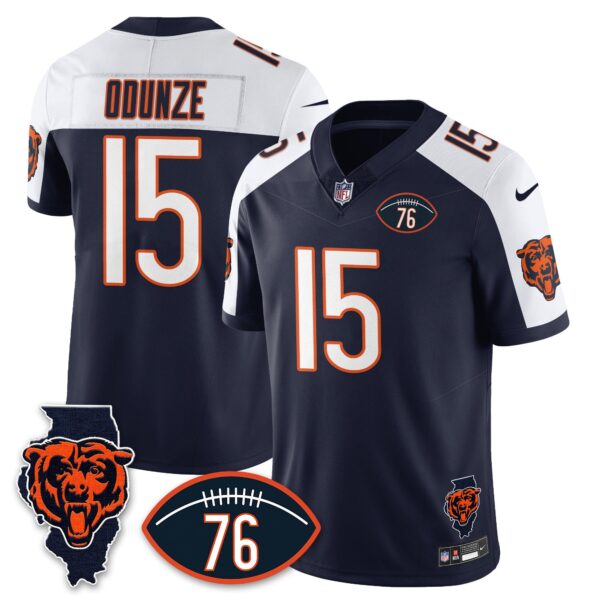 Chicago Bears Honor Steve McMichael Jersey – All Stitched – Alternate – Rome Odunze – 15 Jersey