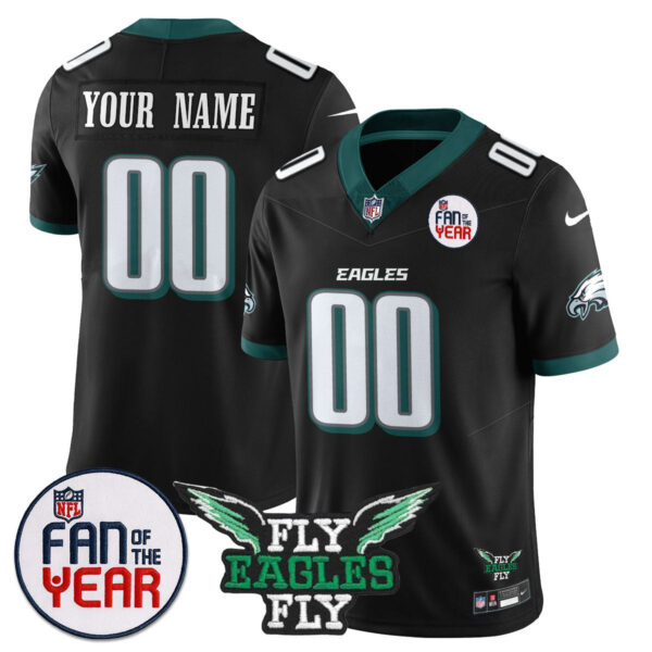 Custom Philadelphia Eagles Fan Of The Year Jersey – All Stitched – Black Jersey