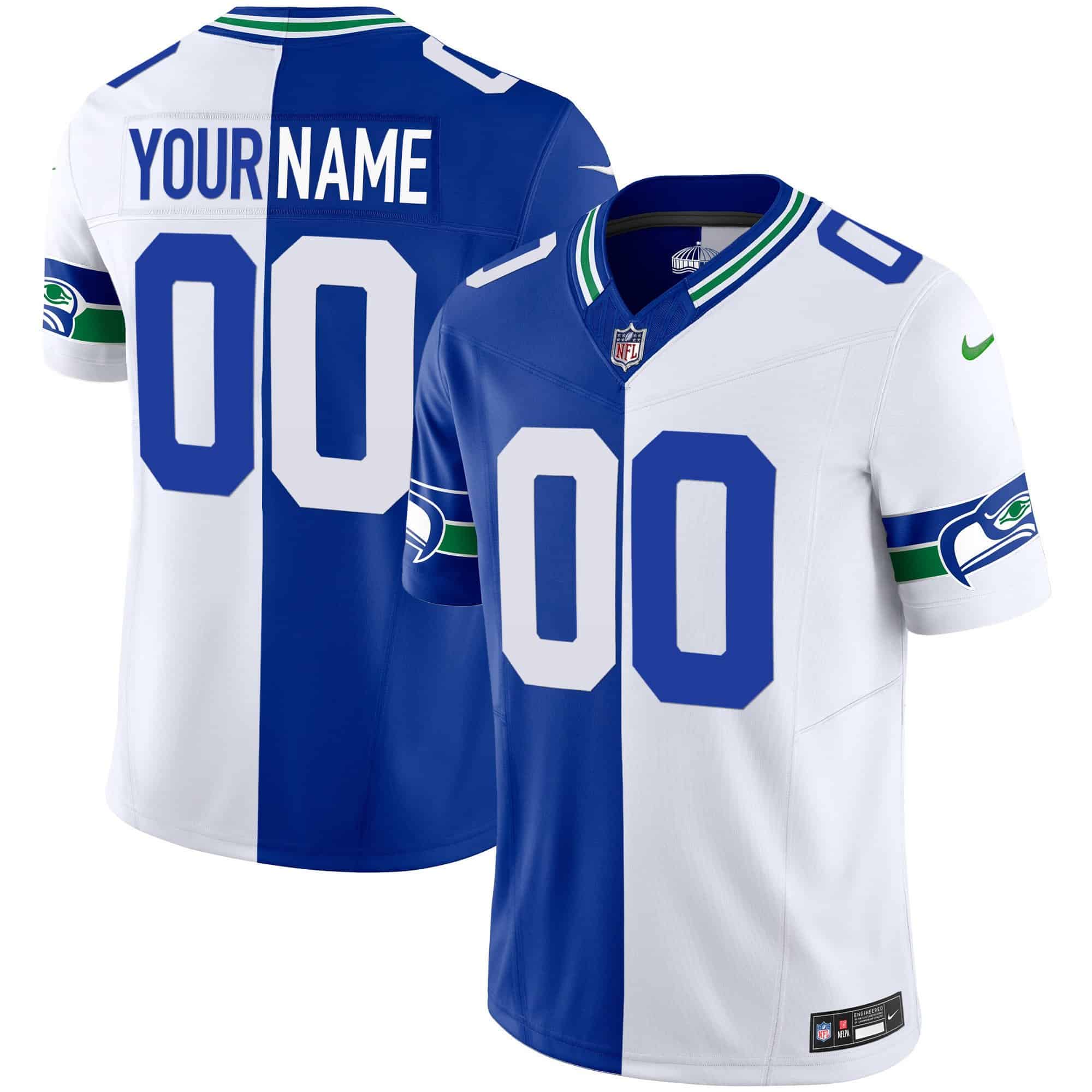 Seahawks Throwback Vapor Limited Custom Jersey – All Stitched – Men – Split