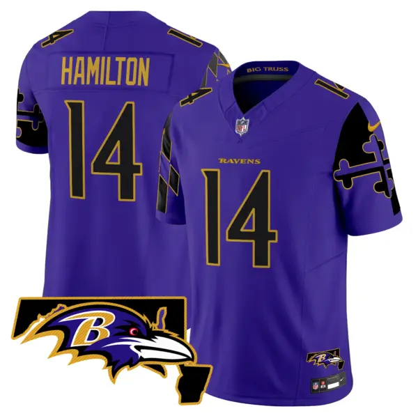 Mens Baltimore Ravens Maryland Flag Map Patch Vapor Limited Jersey Kyle Hamilton Jersey Purple Limited
