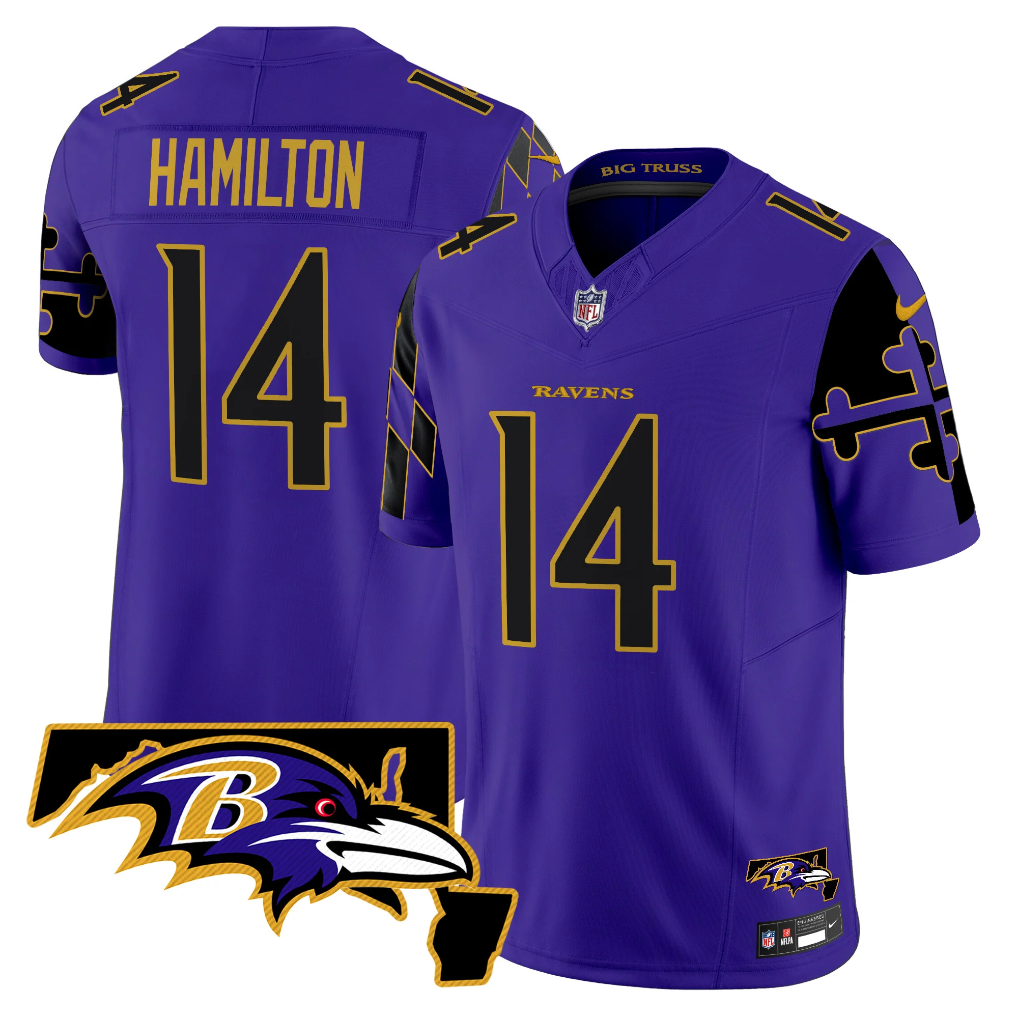 Mens Baltimore Ravens Maryland Flag Map Patch Vapor Limited Jersey Kyle Hamilton Jersey Purple Limited