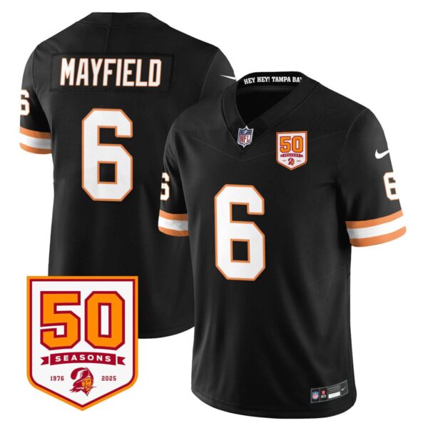Tampa Bay Buccaneers ’76 Vapor Limited Jersey – All Stitched – Black – Baker Mayfield – 6 Jersey