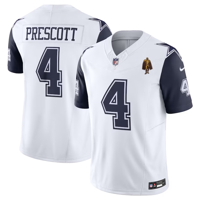 Men’s Dallas Cowboys #4 Dak Prescott Navy 2023 F.U.S.E. With Walter Payton Patch Alternate Vapor Limited Football Stitched Jersey