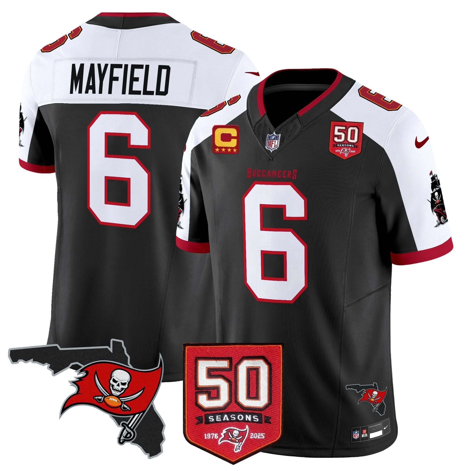 Tampa Bay Buccaneers ’76 Vapor Limited Jersey – All Stitched – Black Alternate – Baker Mayfield Jersey