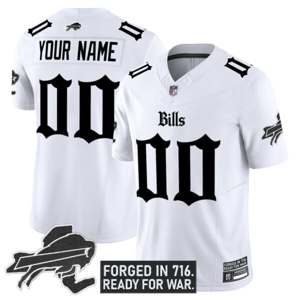 Buffalo Bills ‘Gothic Cold Front Edition’ Vapor Limited Custom Jersey – All Stitched – White Jersey