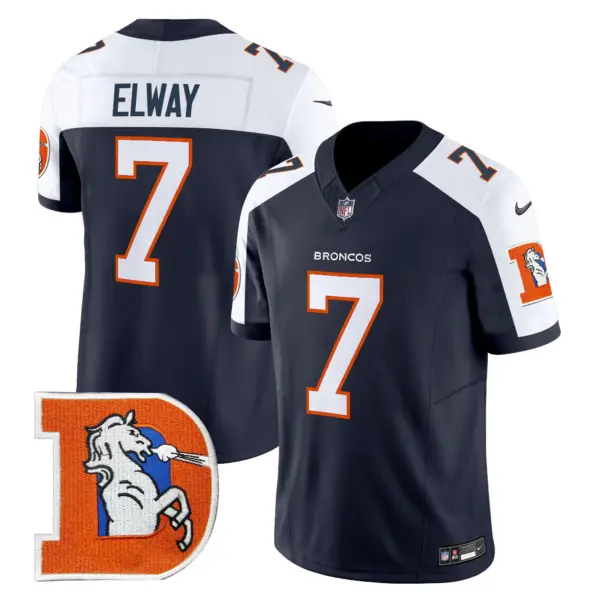Mens Denver Broncos Throwback Vapor Limited Jersey V2 John Elway Jersey Navy Alternate