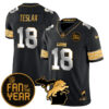 Detroit Lions Fan Of The Year Jersey – All Stitched – Black Gold – Isaac TeSlaa – 18 Jersey