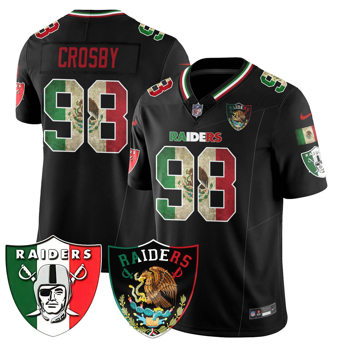 Las Vegas Raiders Mexico Vapor Limited Jersey – All Stitched – Black – Maxx Crosby Jersey