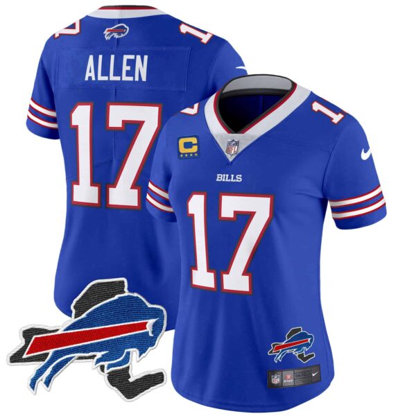 Women’s Bills New York Patch Vapor Limited Jersey – All Stitched – Royal – Josh Allen
