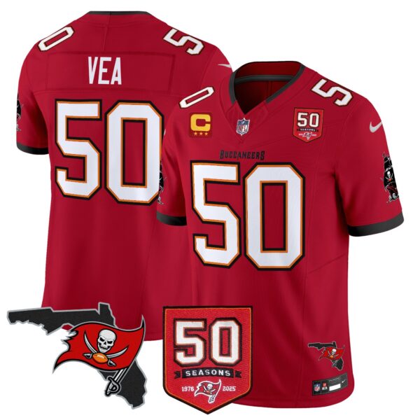 Tampa Bay Buccaneers ’76 Vapor Limited Jersey – All Stitched N1 – Red – Vita Vea Jersey