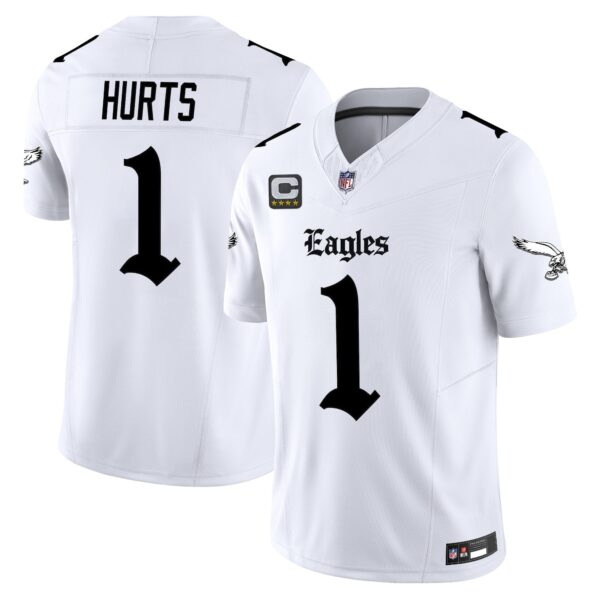 Philadelphia Eagles ‘Gothic Philly Edition’ Vapor Limited Jersey – All Stitched – White – Jalen Hurts Jersey
