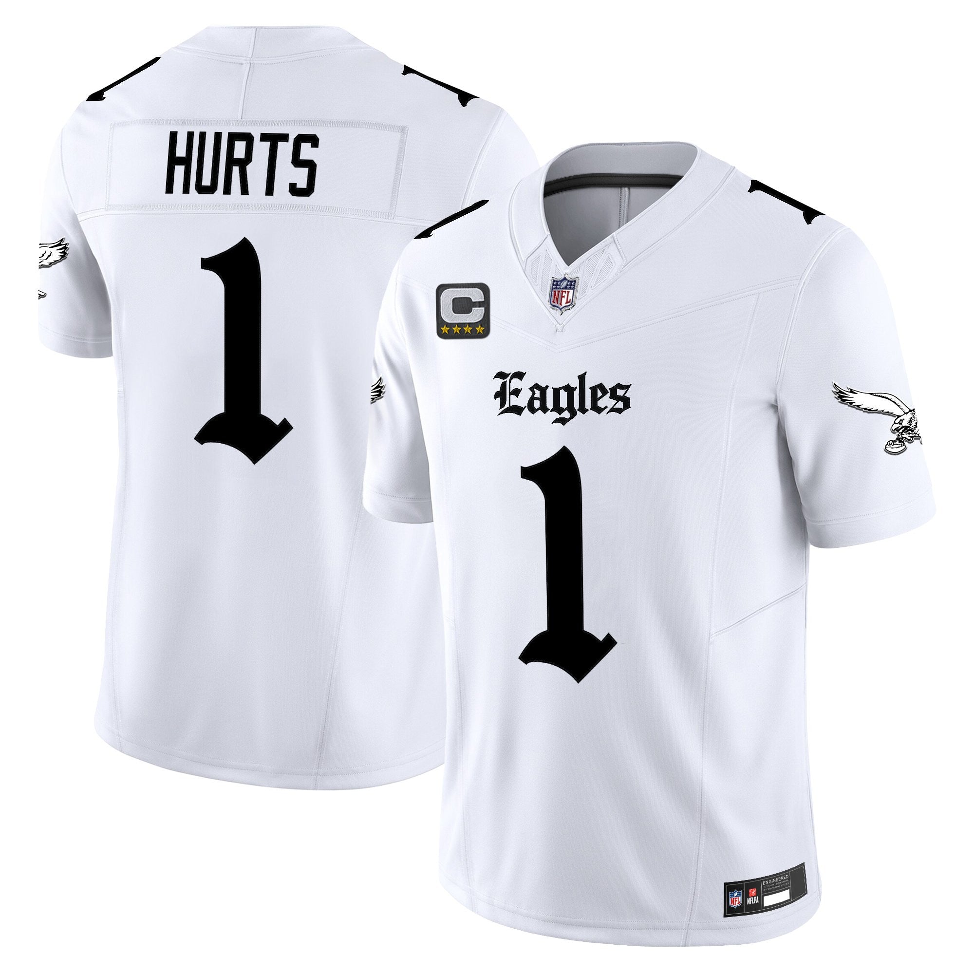 Philadelphia Eagles ‘Gothic Philly Edition’ Vapor Limited Jersey – All Stitched – White – Jalen Hurts Jersey