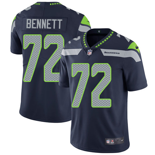 Nike Seattle Seahawks #72 Michael Bennett Steel Blue Team Color Men’s Stitched NFL Vapor Untouchable Limited Jersey