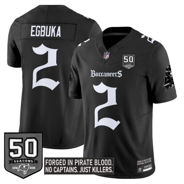 Tampa Bay Buccaneers ‘Gothic Pirate Shadows Edition’ Limited Jersey – All Stitched – Black – Emeka Egbuka Jersey