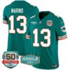 Men’s Dolphins Throwback Shula 347 Patch Vapor Jersey – All Stitched – Aqua – Dan Marino
