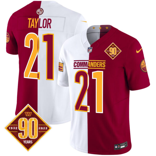 Men’s Washington Commanders 90th Anniversary Patch Vapor Limited Jersey – All Stitched – Half – Sean Taylor