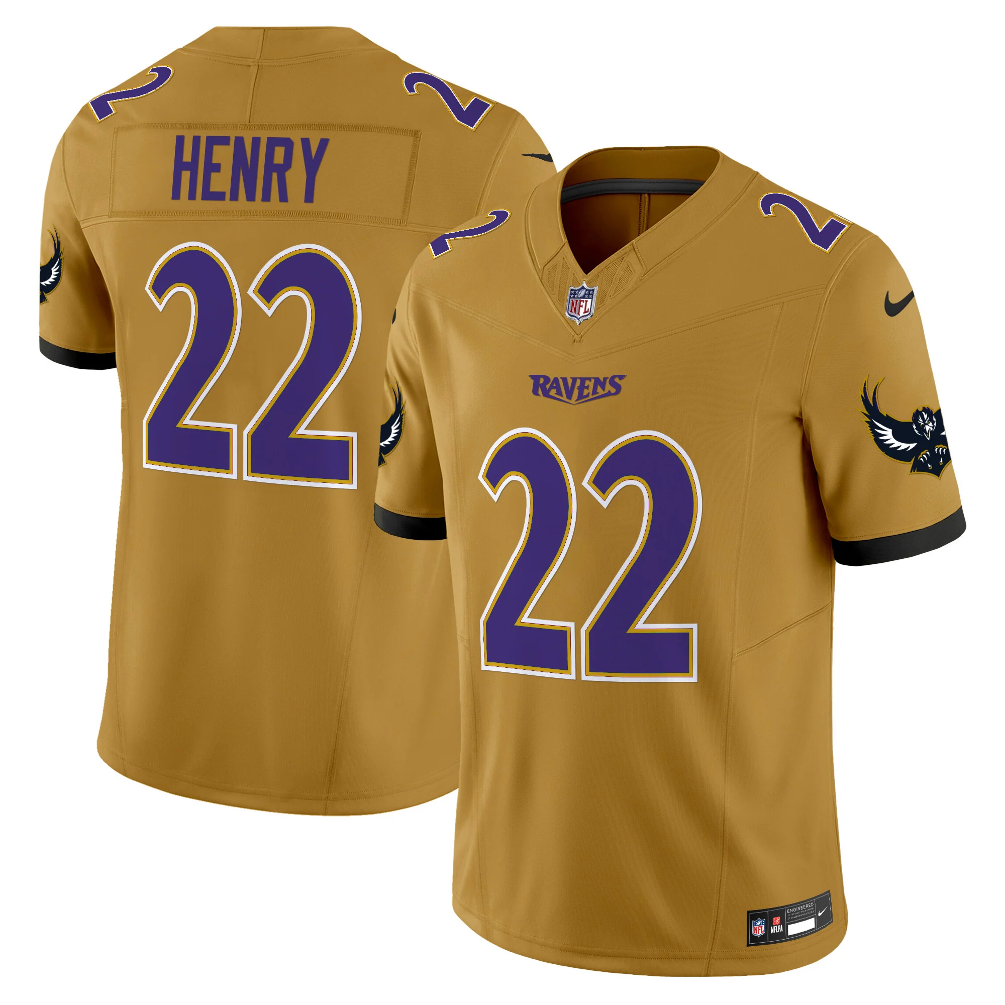Mens Baltimore Ravens Special Vapor Limited Jersey V2 Derrick Henry Jersey Gold