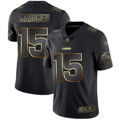 Chiefs #15 Patrick Mahomes Black Gold Men’s Stitched Football Vapor Untouchable Limited Jersey