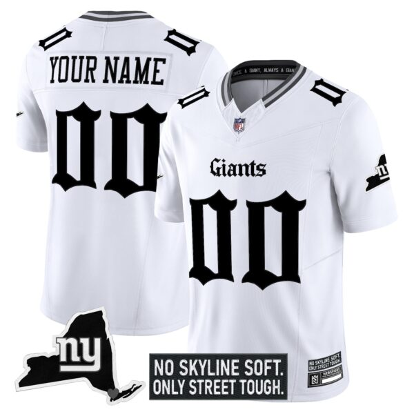 New York Giants ‘Gothic Gotham Edition’ Vapor Limited Custom Jersey – All Stitched – White Jersey