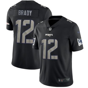Nike Patriots #12 Tom Brady Black Men’s Stitched NFL Limited Rush Impact Jersey