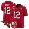 Men’s Tampa Bay Buccaneers 50th Season Patch Vapor Limited Jersey – All Stitched Red Tom Brady Jersey
