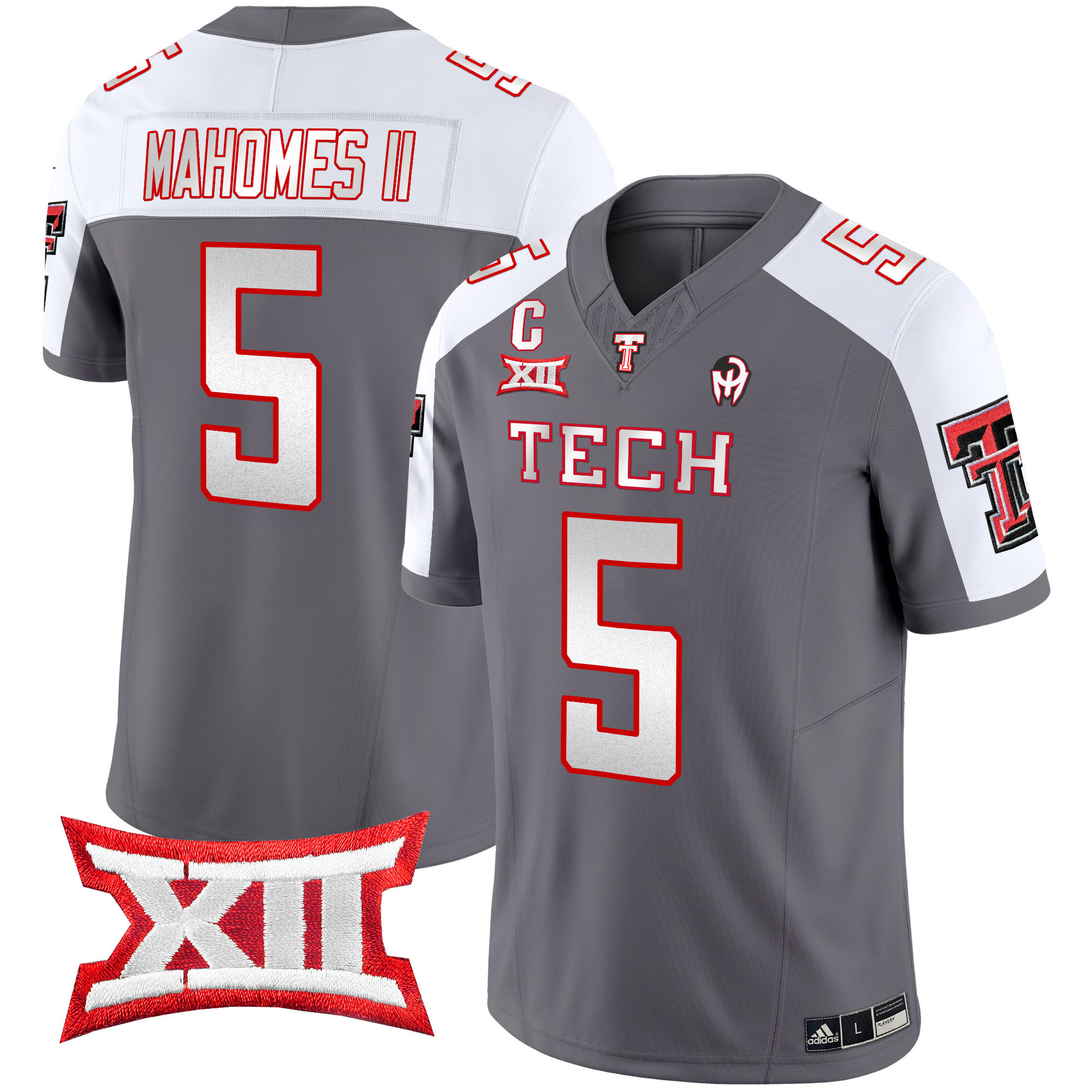 Men’s Texas Tech Red Raiders 2024 Patrick Mahomes Symbol Vapor Limited Jersey – All Stitched – Gray Alternate – Patrick Mahomes