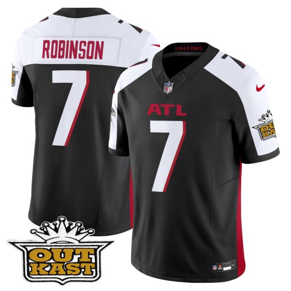 Outkast x Atlanta Falcons 2024 Vapor Limited Jersey – All Stitched – Black Alternate – Bijan Robinson Jersey