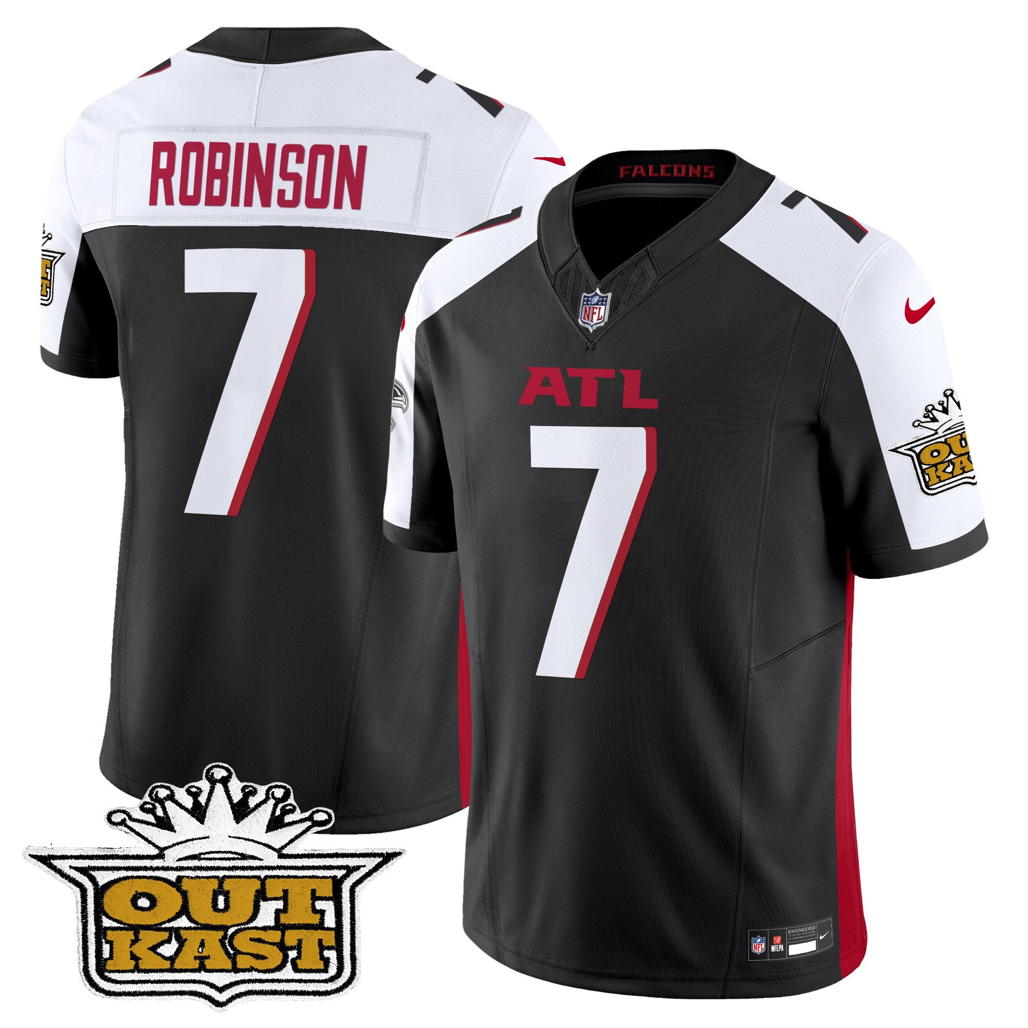 Outkast x Atlanta Falcons 2024 Vapor Limited Jersey – All Stitched – Black Alternate – Bijan Robinson Jersey