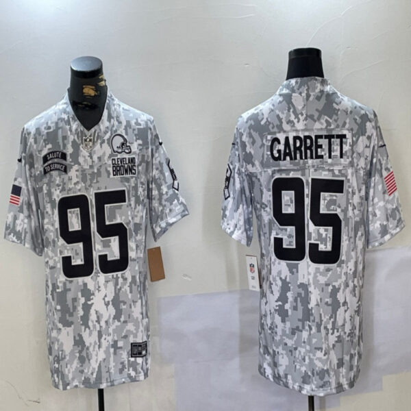 Cleveland Browns #95 Myles Garrett 2024 FUSE Arctic Camo Salute To Service Limited Football Stitched Jersey