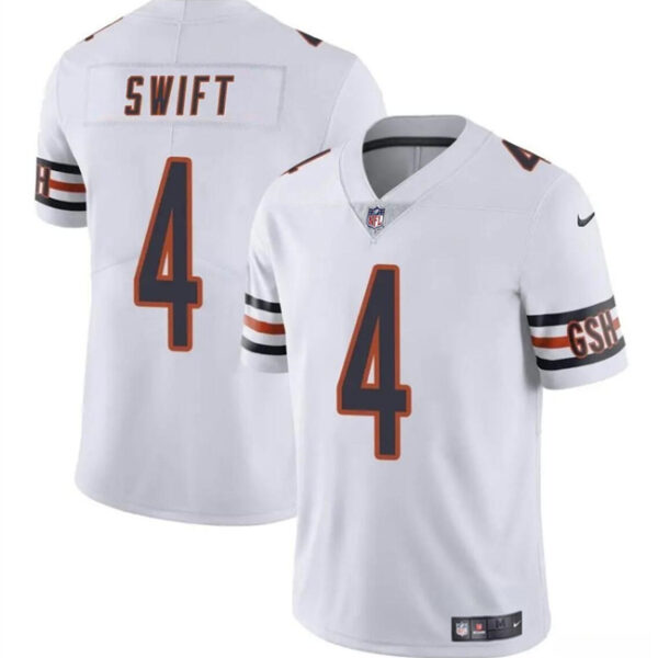 Men’s Chicago Bears #4 D’Andre Swift White Vapor Football Stitched Jersey