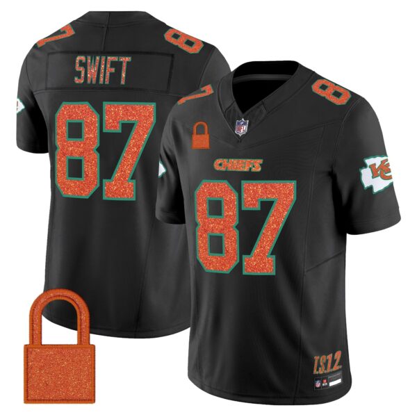 Kansas City Chiefs ‘Taylor Swift – TS12 – The Life of a Showgirl’ Vapor Limited Jersey – All Stitched – Black – Taylor Swift Jersey