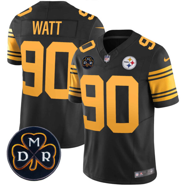 Men’s Steelers DMR Patch Vapor Limited Jersey – All Stitched – Color Rush – T. J. Watt